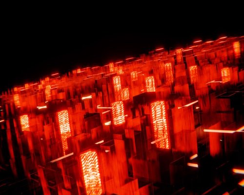 Futuristic pixel city in the fictional Skyline Pixel Engine game